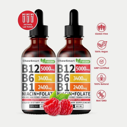 Vitamin B12 Liquid Supplement Drops with B6, B1, Niacin & Folate