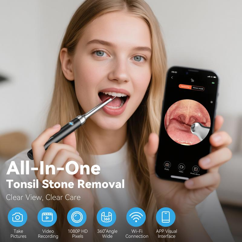 Tonsil Stone Remover Kit with Camera & Light